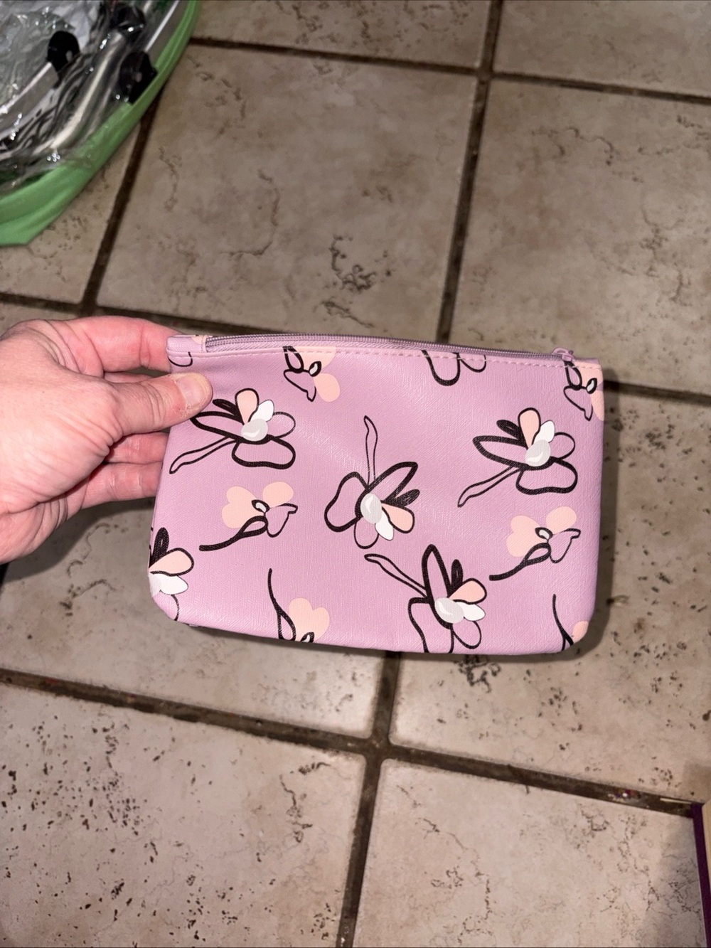ipsy Pink Floral Zip Cosmetic Pouch